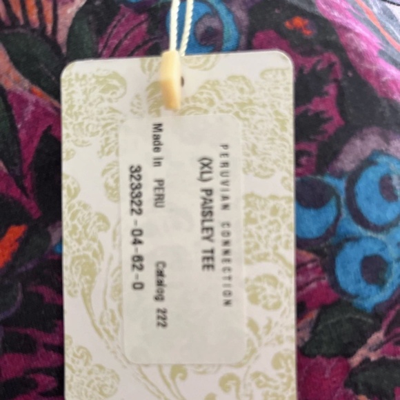 Peruvian Connection Tops - Peruvian Connection NWT XL LS PAISLEY TEE